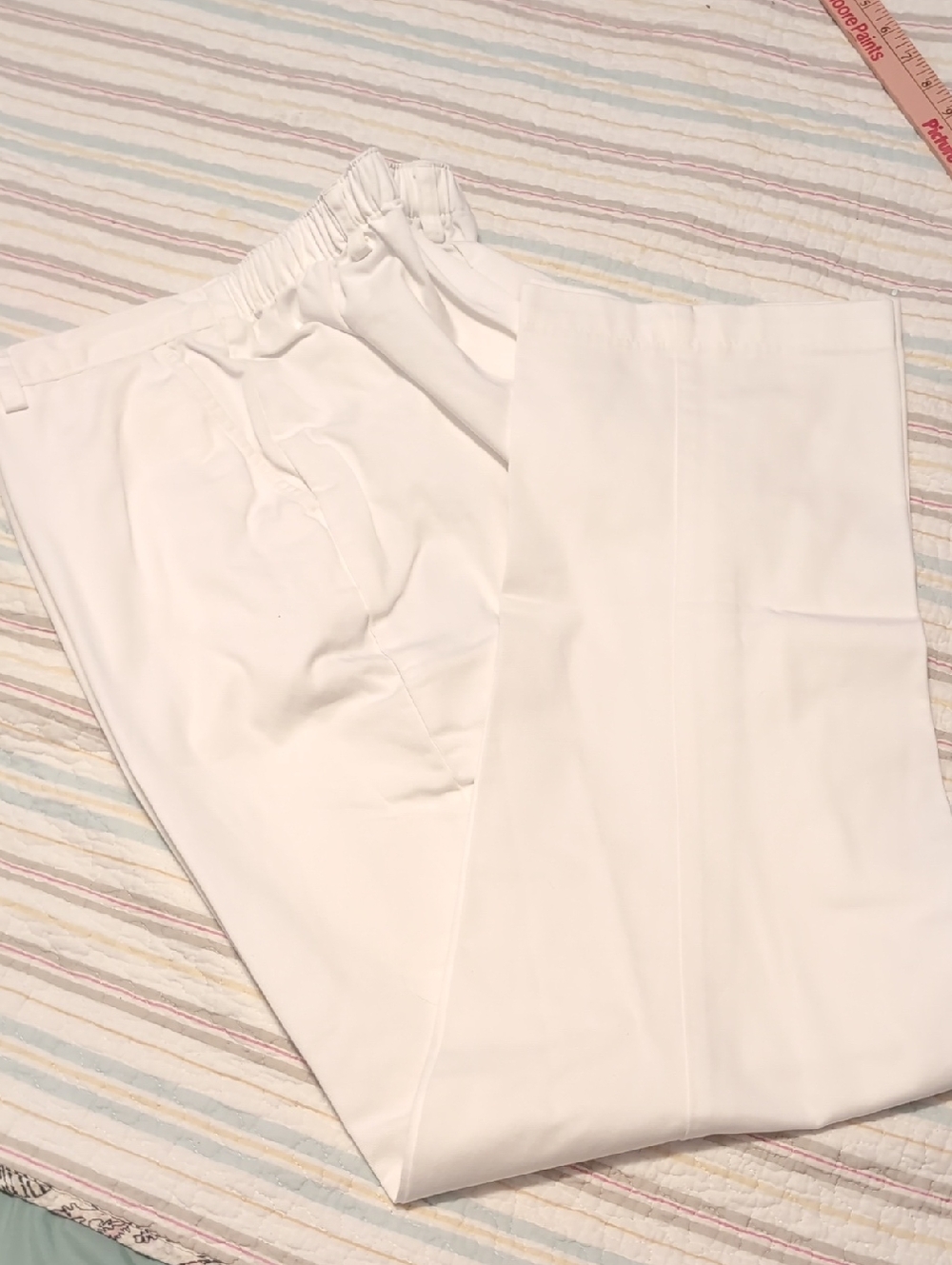 Lands' End White High-Rise Straight Leg Pants